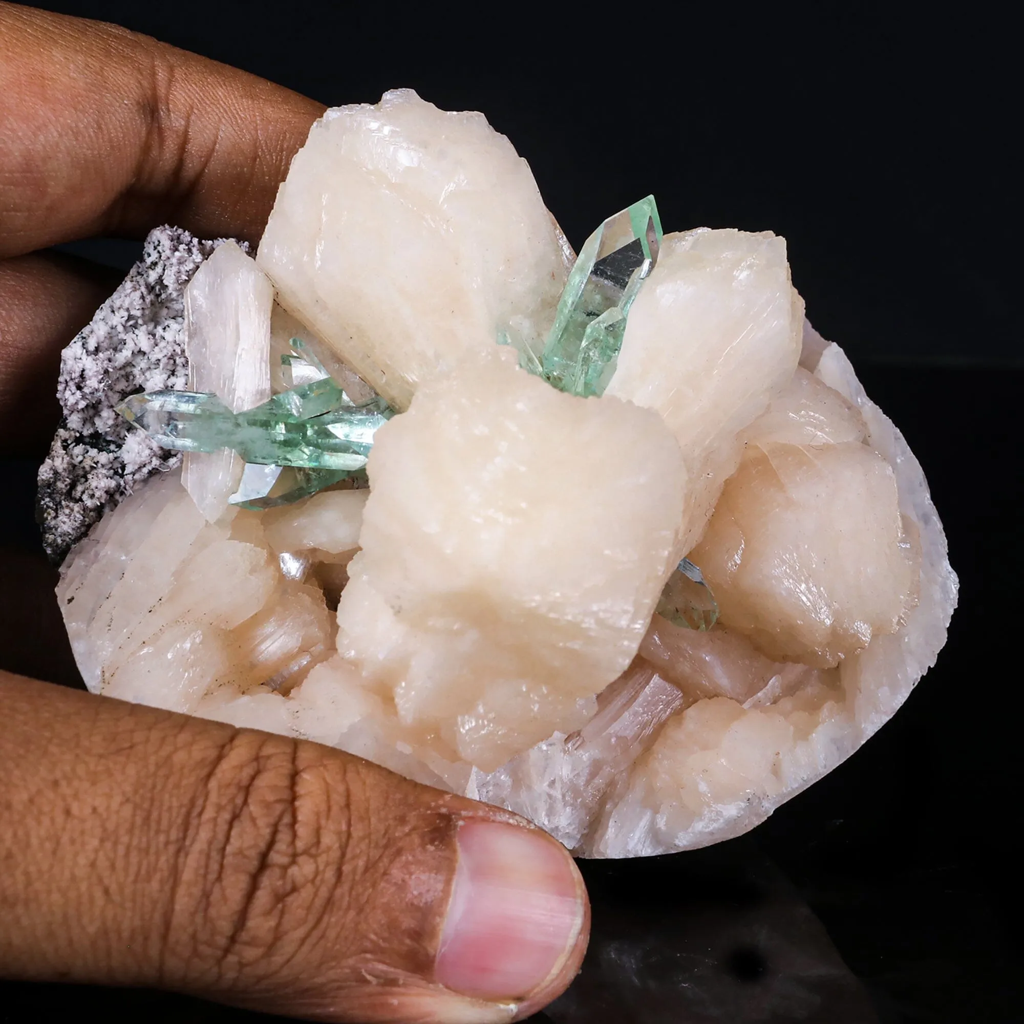 Green Apophyllite with Stilbite Natural Mineral Specimen - image 2
