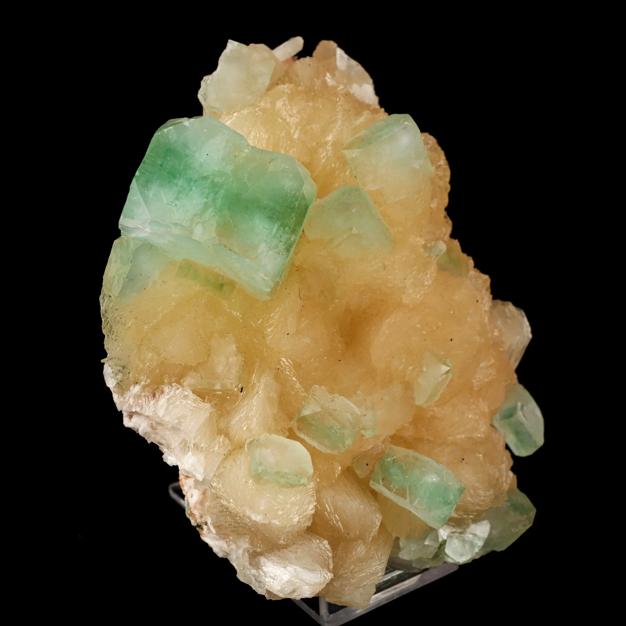 Green Apophyllite with Stilbite Natural Mineral Specimen - image 3