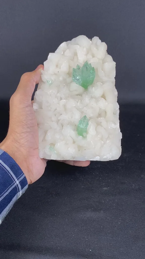 Green Apophyllite with Stilbite Natural Mineral Specimen - image 6