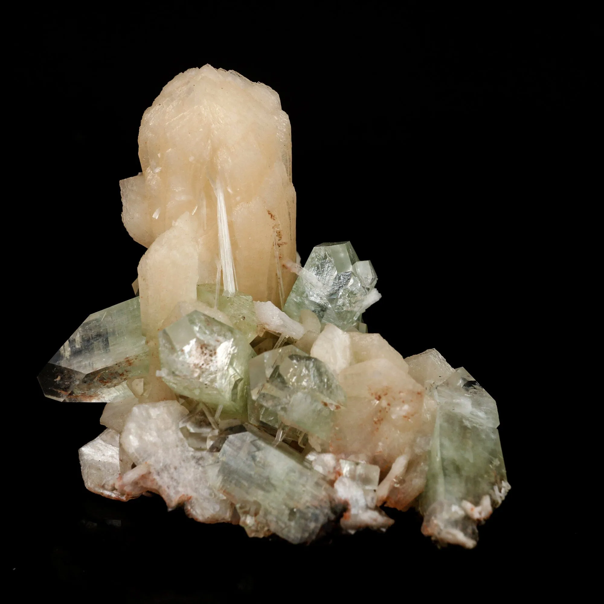 Green Apophyllite with Stilbite Natural Mineral Specimen - image 2