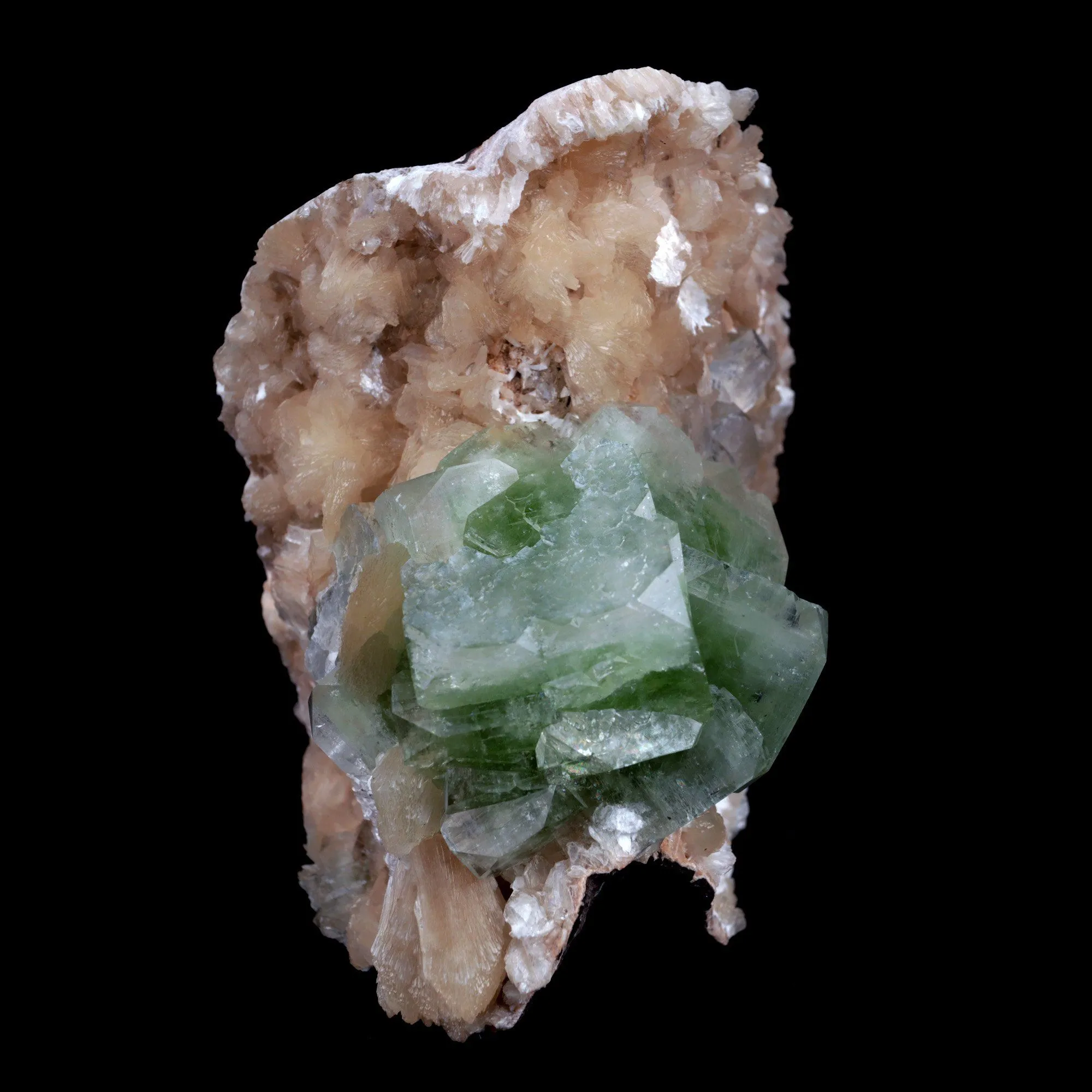 Green Apophyllite With Stilbite Natural Mineral Specimen - image 3