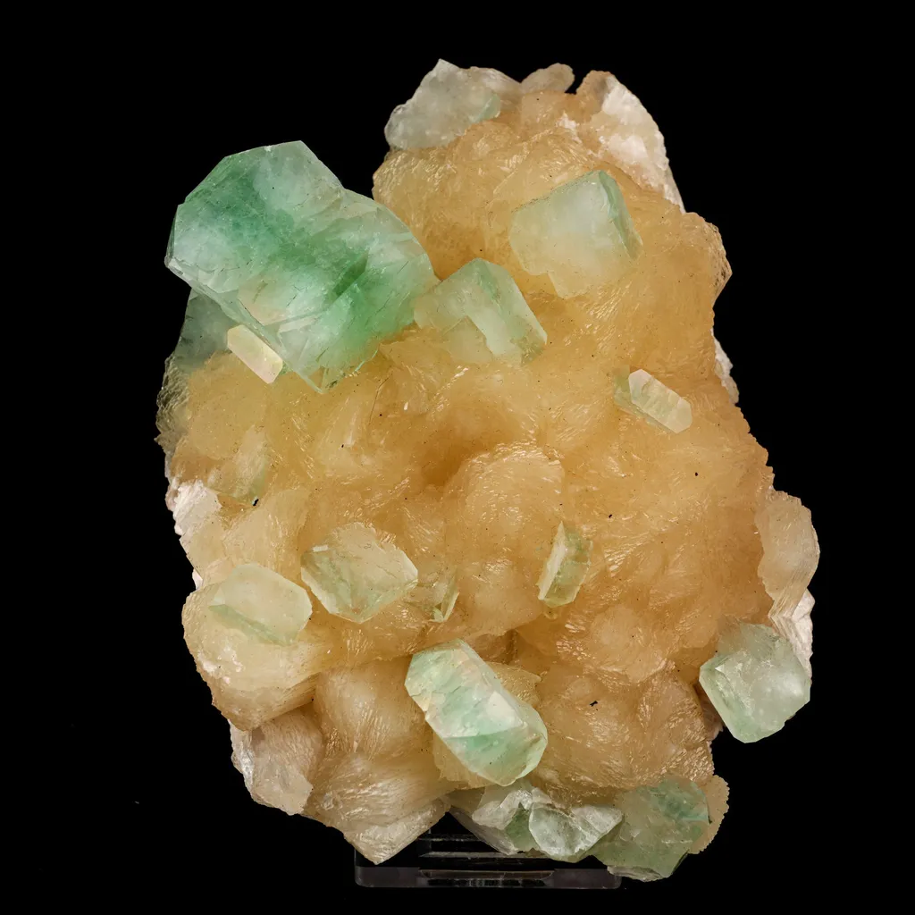 Green Apophyllite with Stilbite Natural Mineral Specimen image