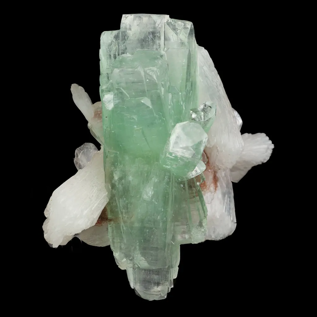 Green Apophyllite with Stilbite Natural Mineral Specimen image