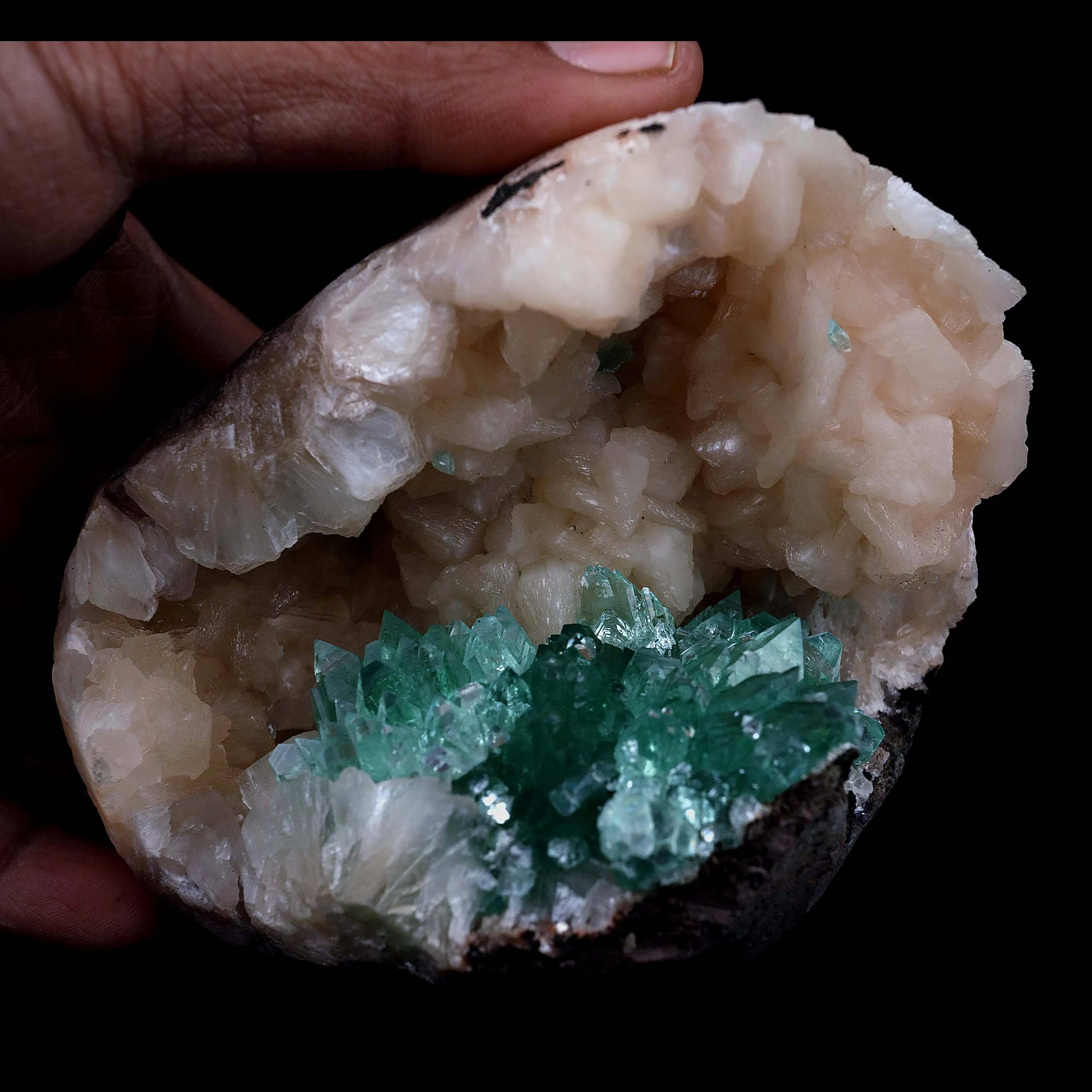 Green Apophyllite with Stilbite Natural Mineral Specimen - image 4