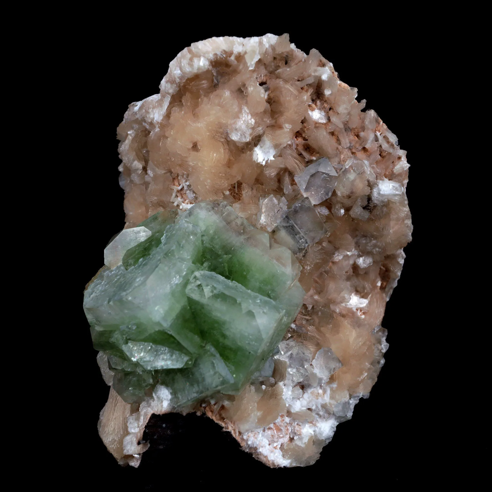 Green Apophyllite With Stilbite Natural Mineral Specimen - image 2