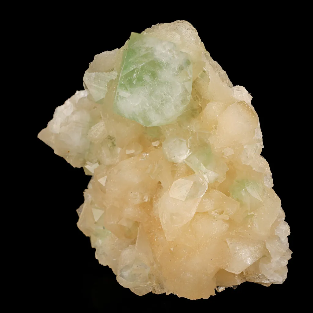 Green Apophyllite with Stilbite Natural Mineral Specimen - image 2