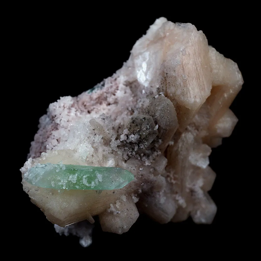 Green Apophyllite with Stilbite on Chalcedony Natural Mineral Specimen - image 5