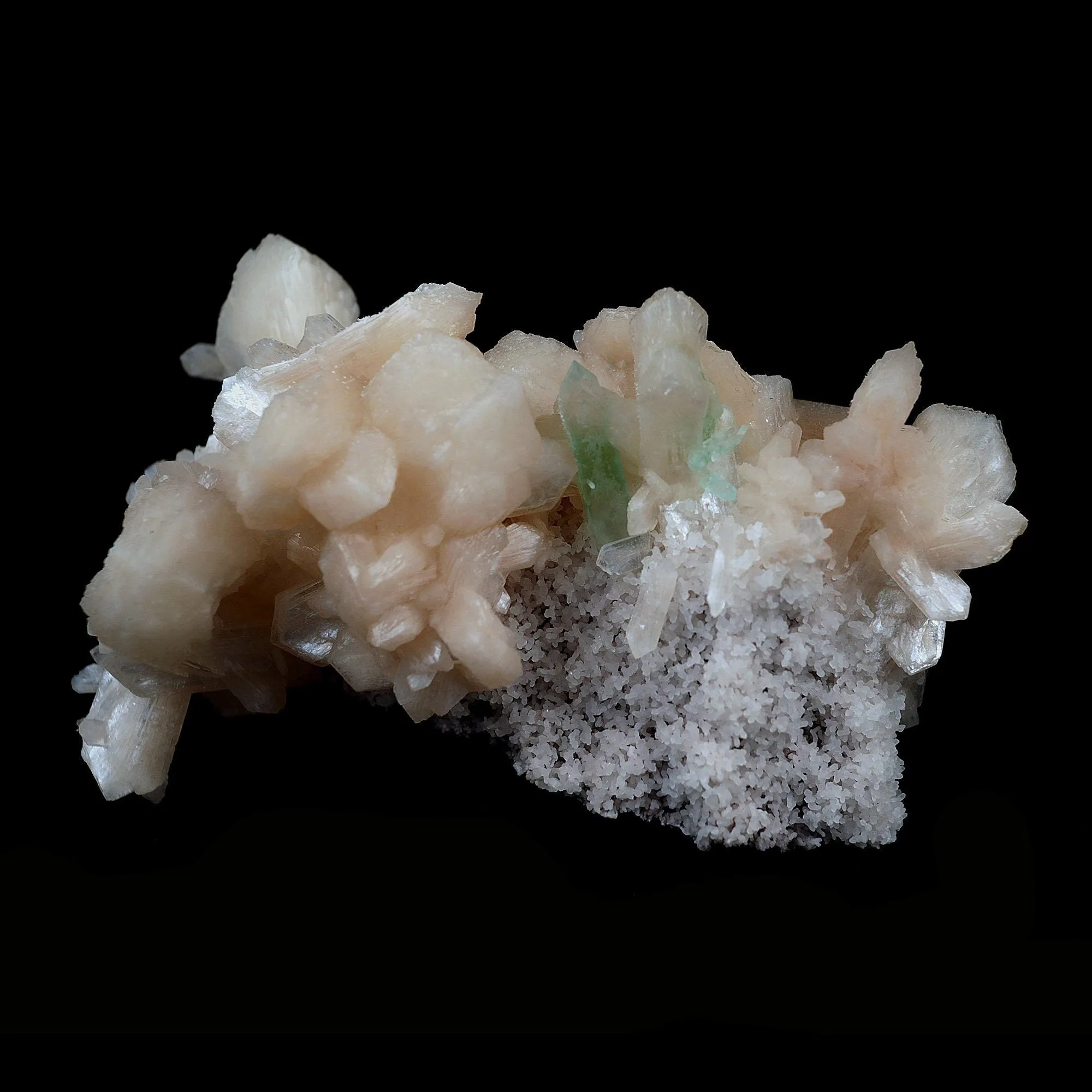 Green Apophyllite with Stilbite on Chalcedony Natural Mineral Specimen - image 2