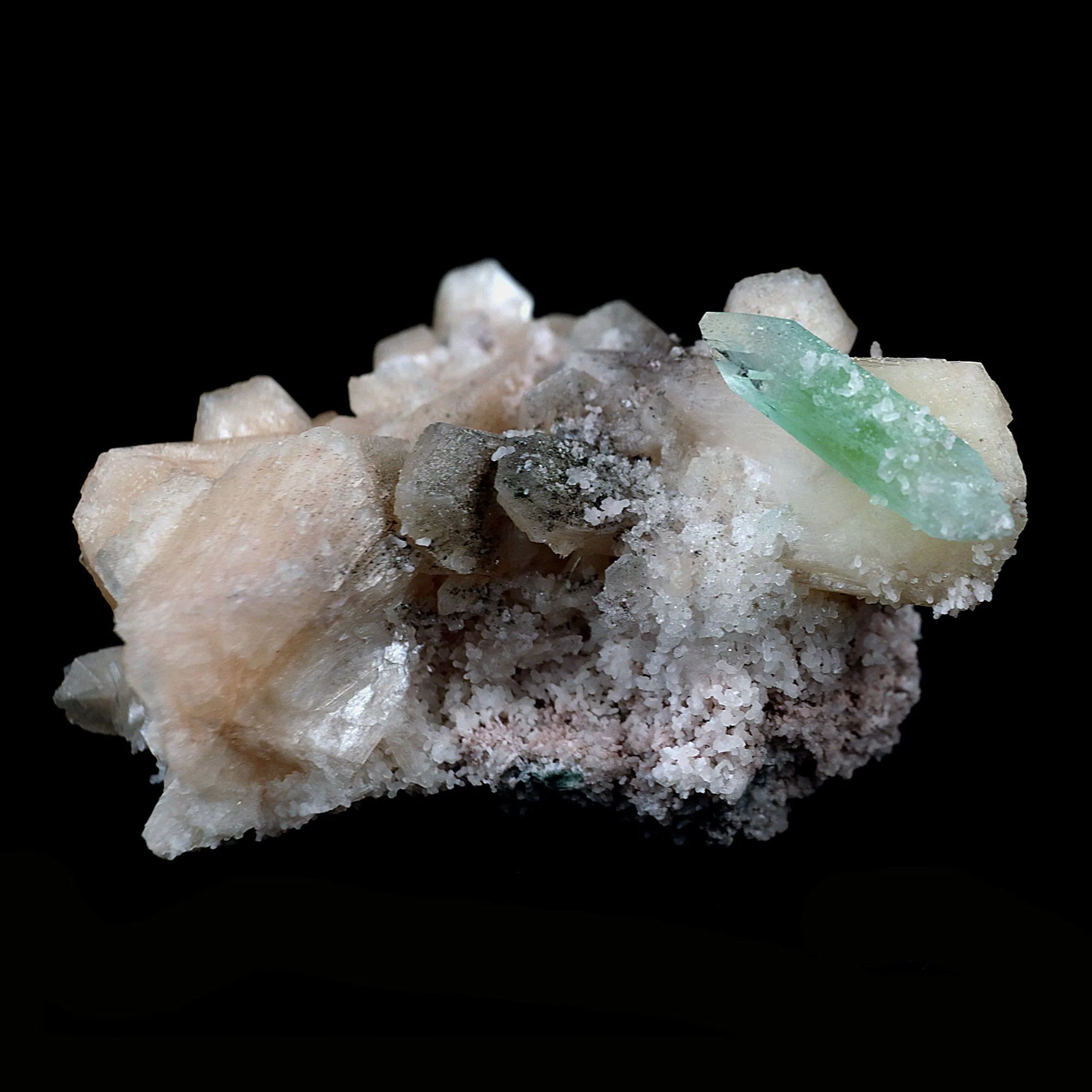 Green Apophyllite with Stilbite on Chalcedony Natural Mineral Specimen - image 6
