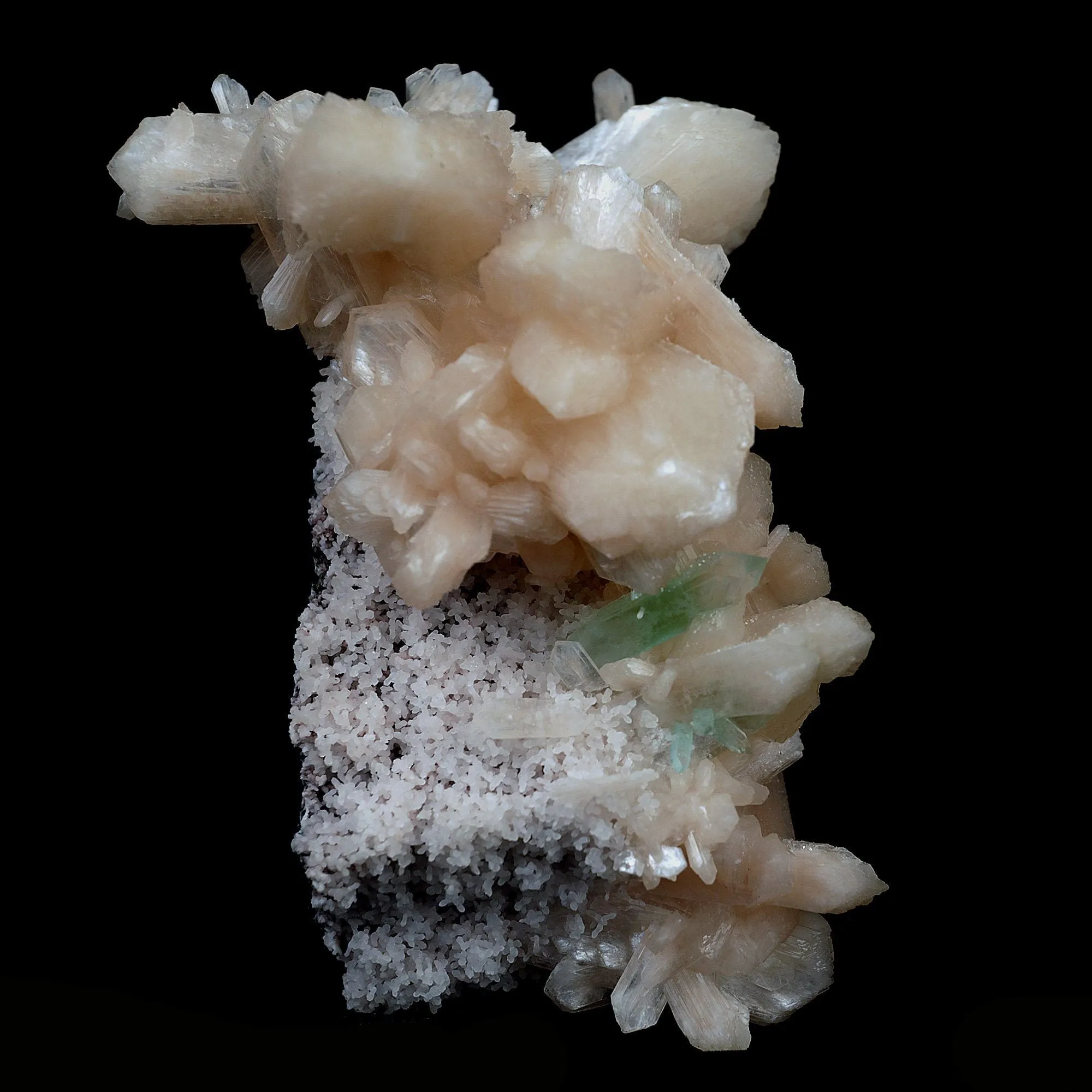 Green Apophyllite with Stilbite on Chalcedony Natural Mineral Specimen - image 3