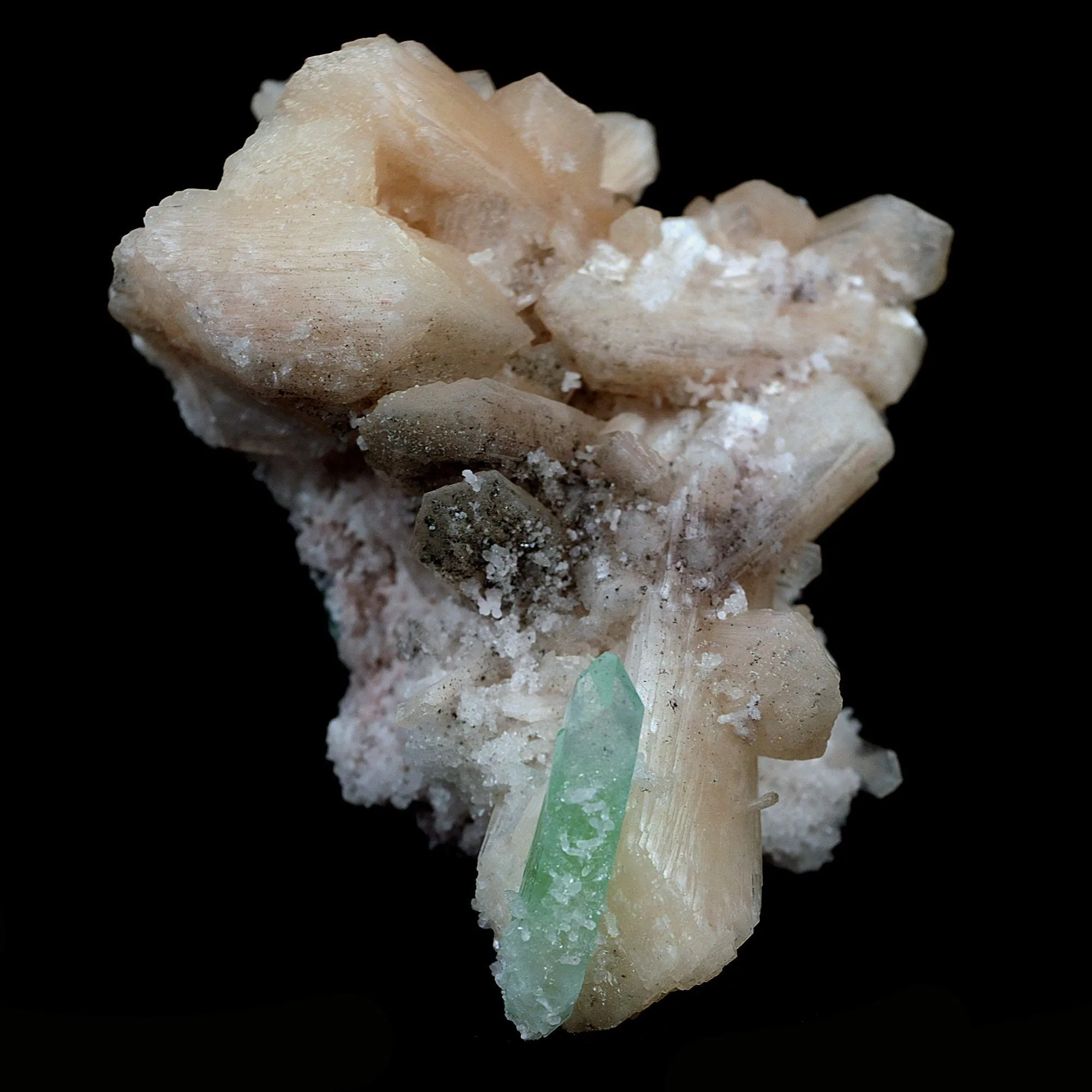 Green Apophyllite with Stilbite on Chalcedony Natural Mineral Specimen - image 7