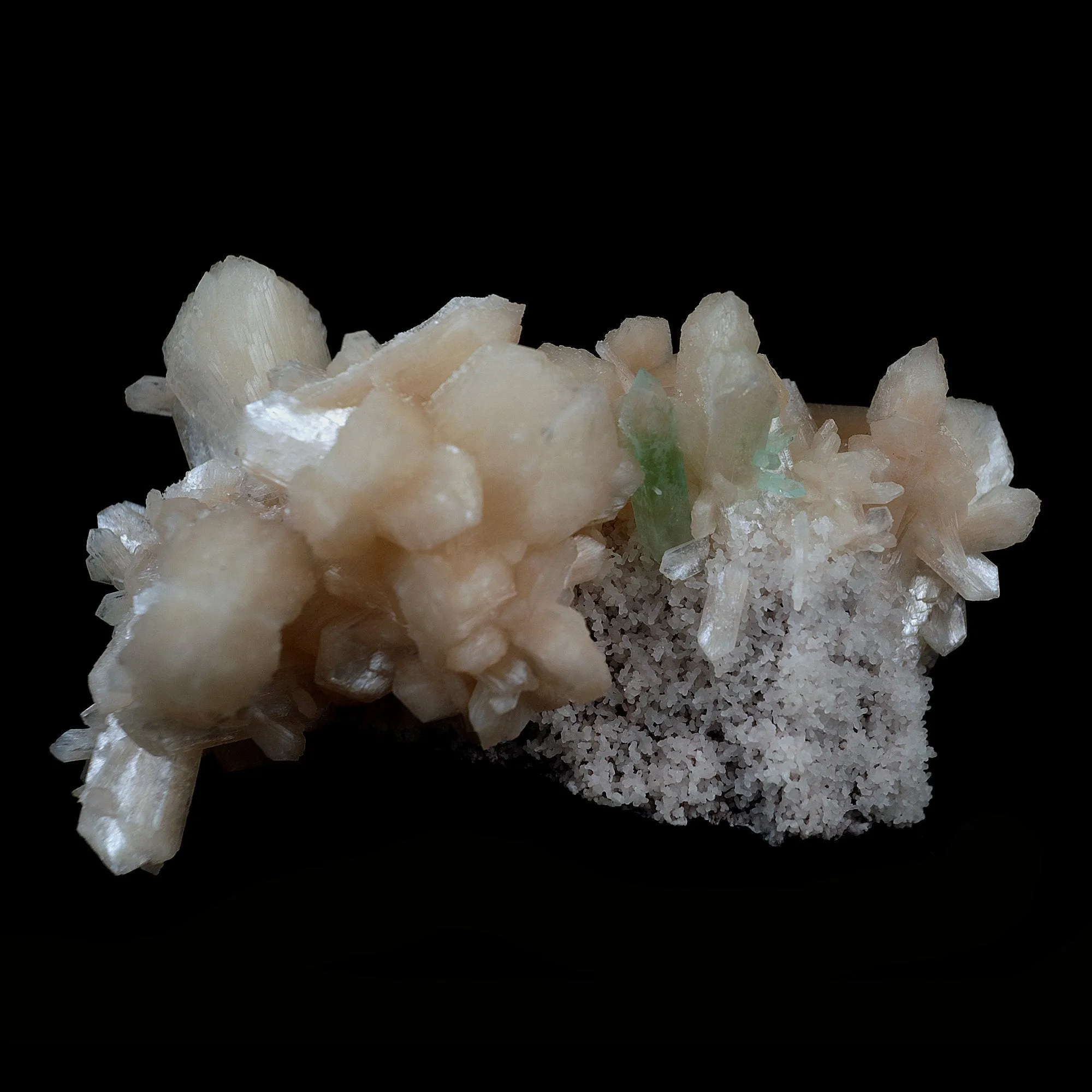 Green Apophyllite with Stilbite on Chalcedony Natural Mineral Specimen - image 1