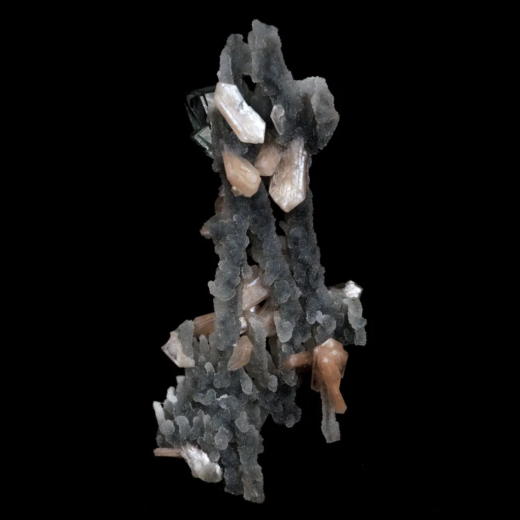 Green Apophyllite with Stilbite on Chalcedony Stalactite Natural Mineral Specimen - image 5
