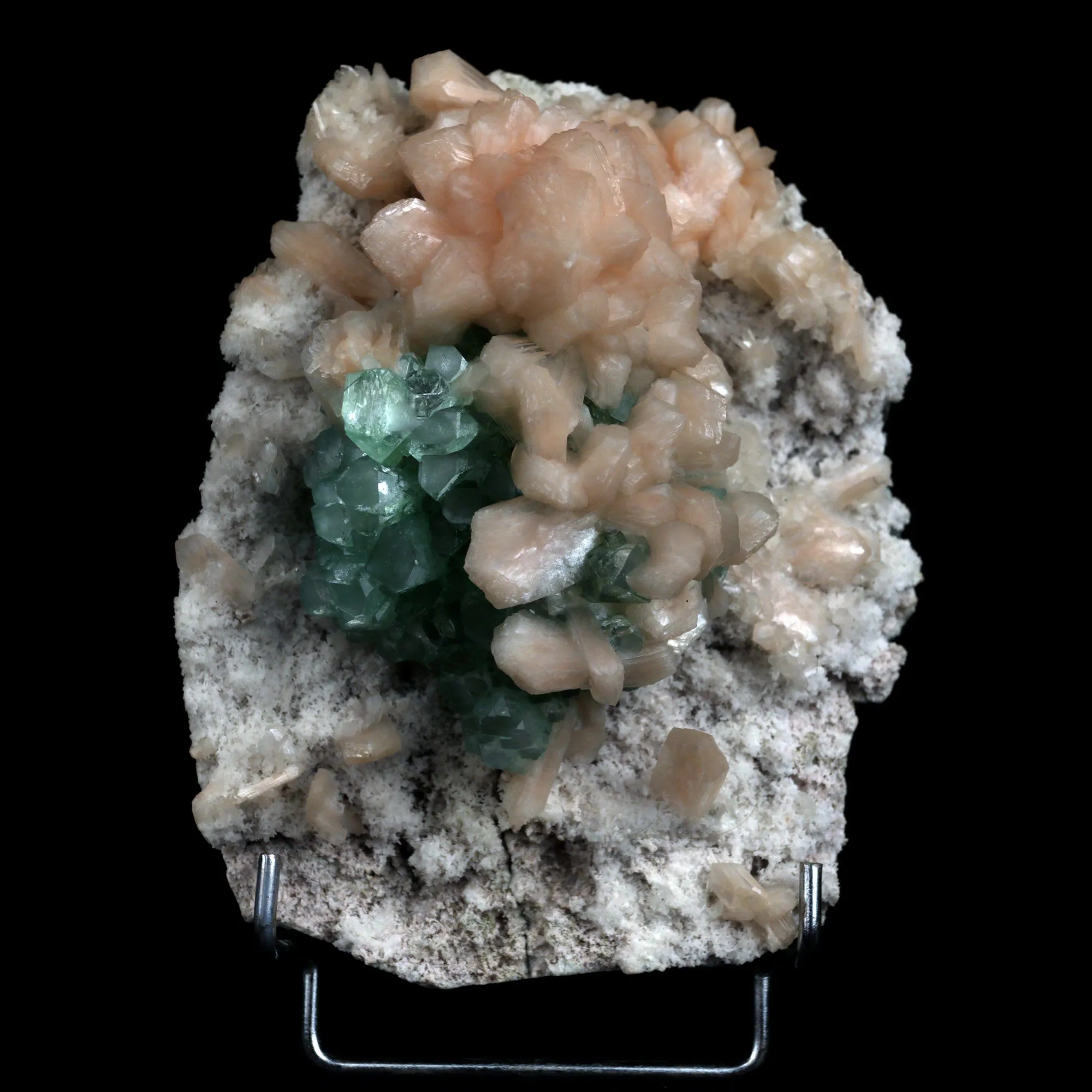 Green Apophyllite with Stilbite On Cluster Natural Mineral Specimen - image 1