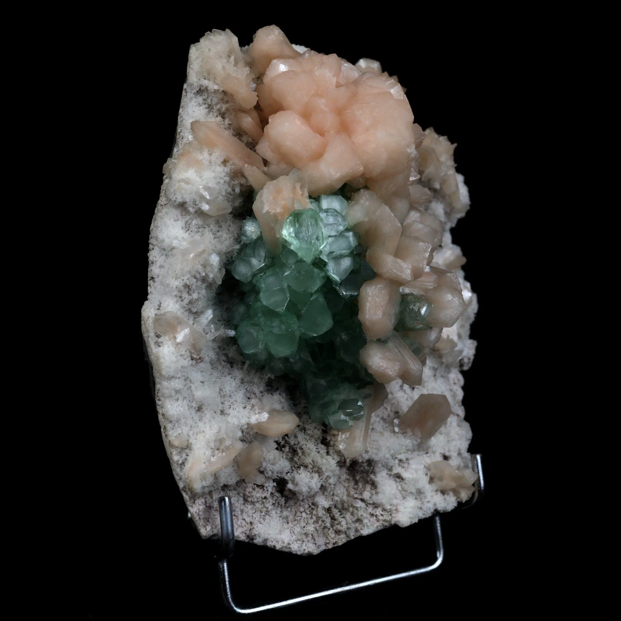 Green Apophyllite with Stilbite On Cluster Natural Mineral Specimen - image 2