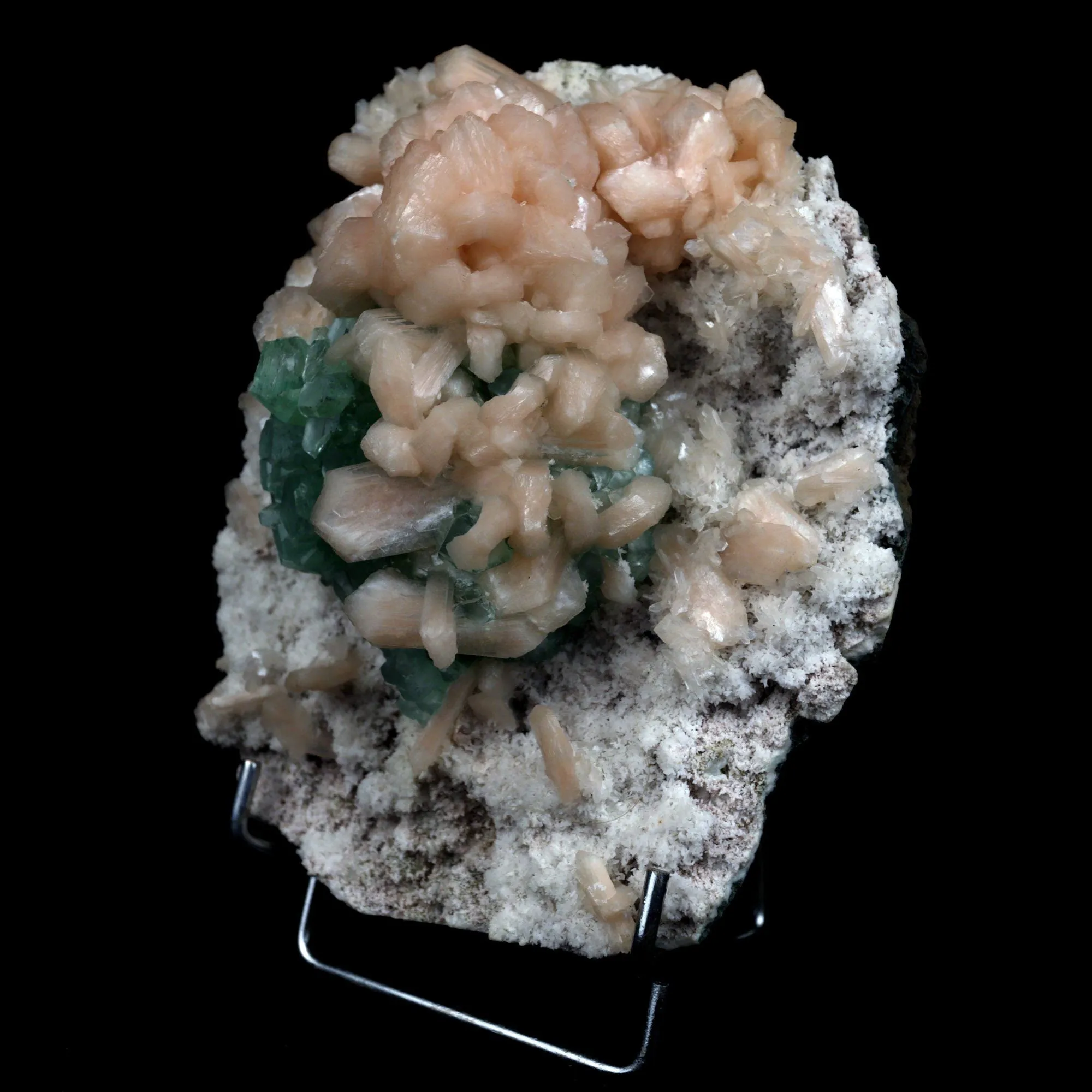 Green Apophyllite with Stilbite On Cluster Natural Mineral Specimen - image 3