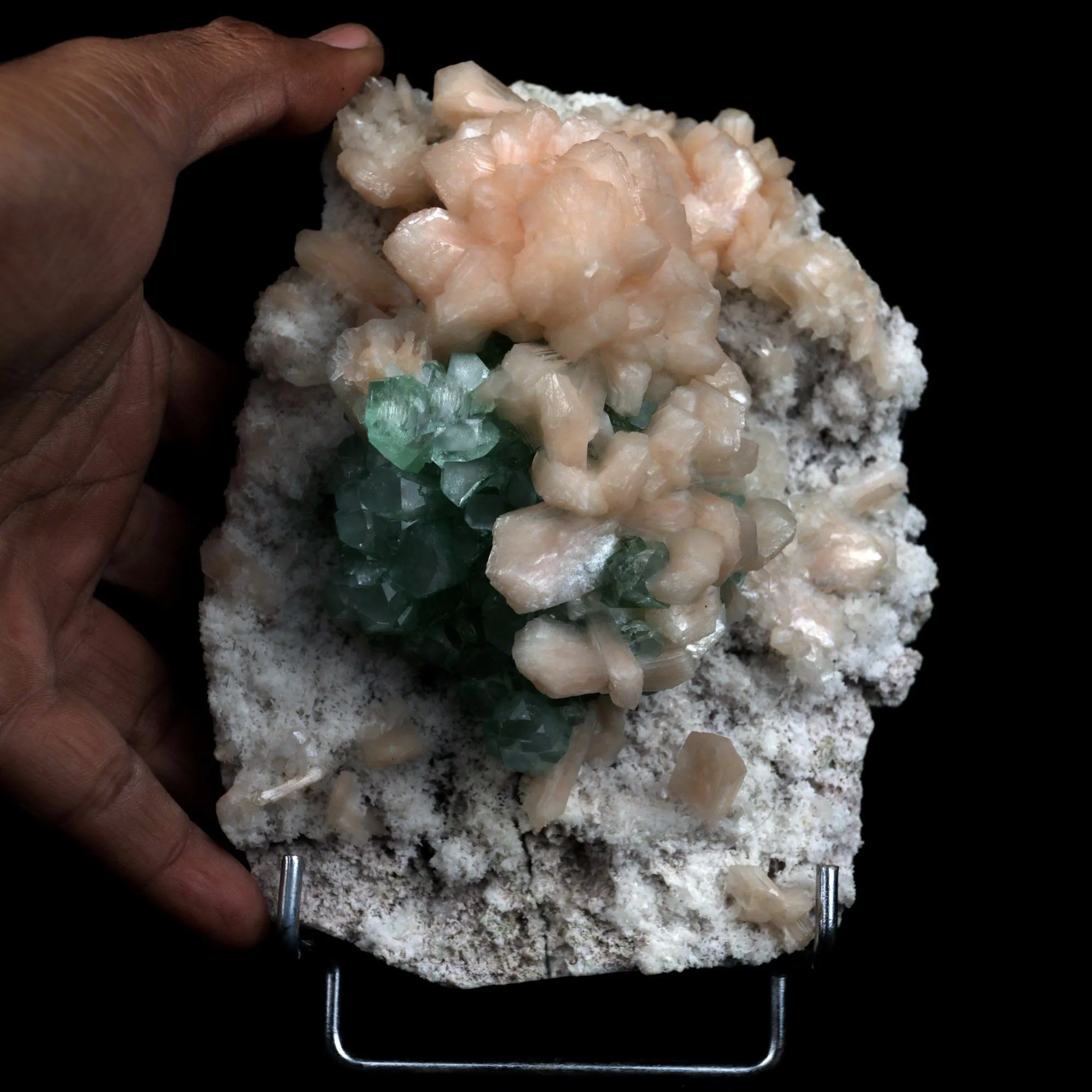 Green Apophyllite with Stilbite On Cluster Natural Mineral Specimen - image 4