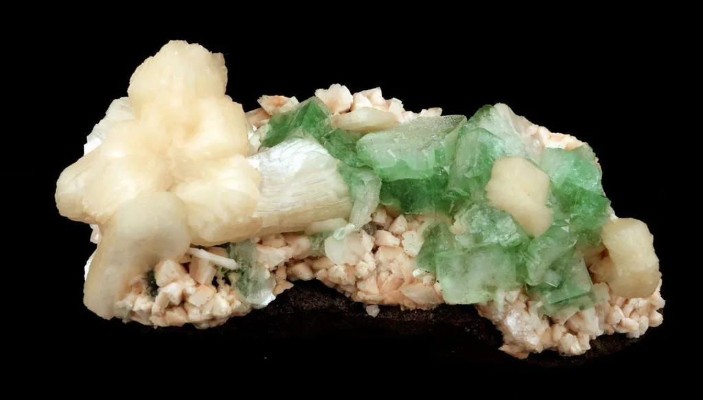 Green Apophyllite with Stilbite on Heulandite Natural Minerals Specimen - image 4