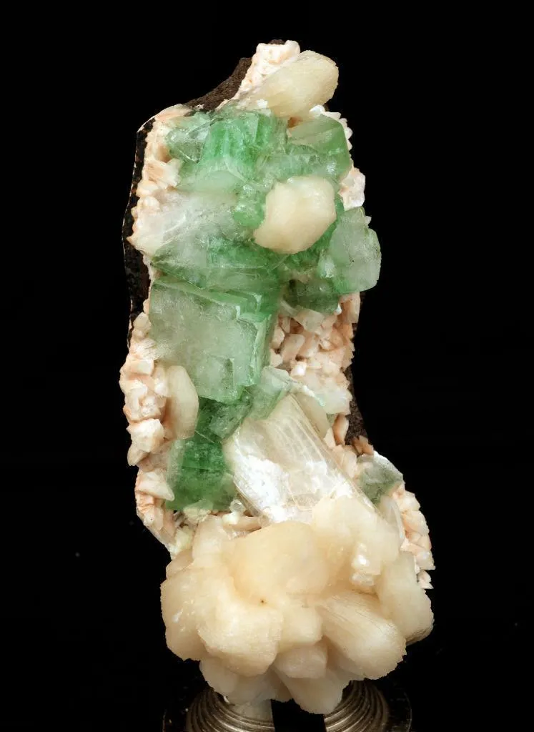 Green Apophyllite with Stilbite on Heulandite Natural Minerals Specimen - image 3