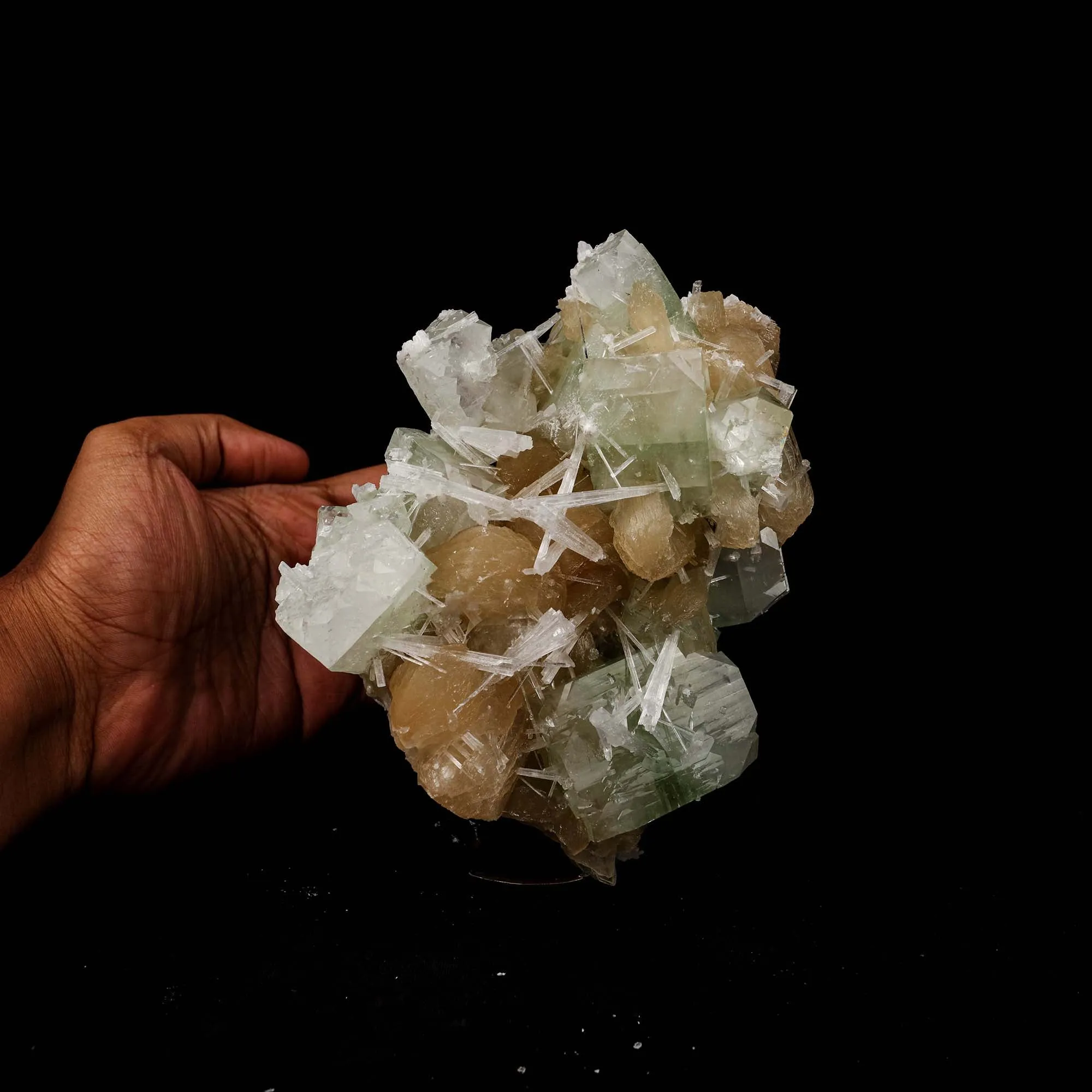 Green Apophyllite with Stilbite, Scolecite Sprays Natural Mineral Specimen - image 5