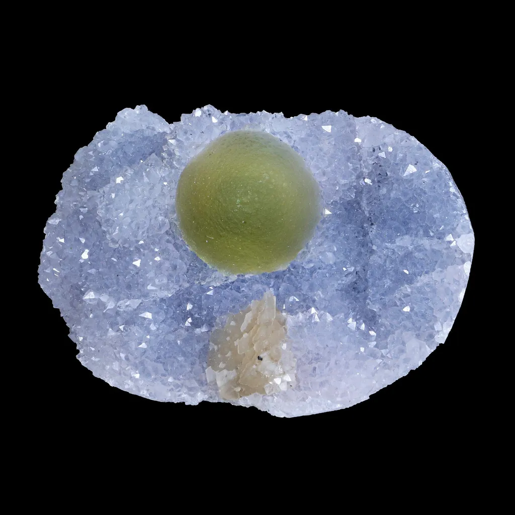 Green Botryoidal Fluorite with Calcite on Quartz Matrix – Freestanding Natural Mineral Specimen from Nashik - image 4