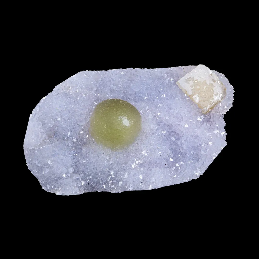 Green Botryoidal Fluorite with Calcite on Quartz Matrix – Freestanding Natural Mineral Specimen from Nashik - image 3
