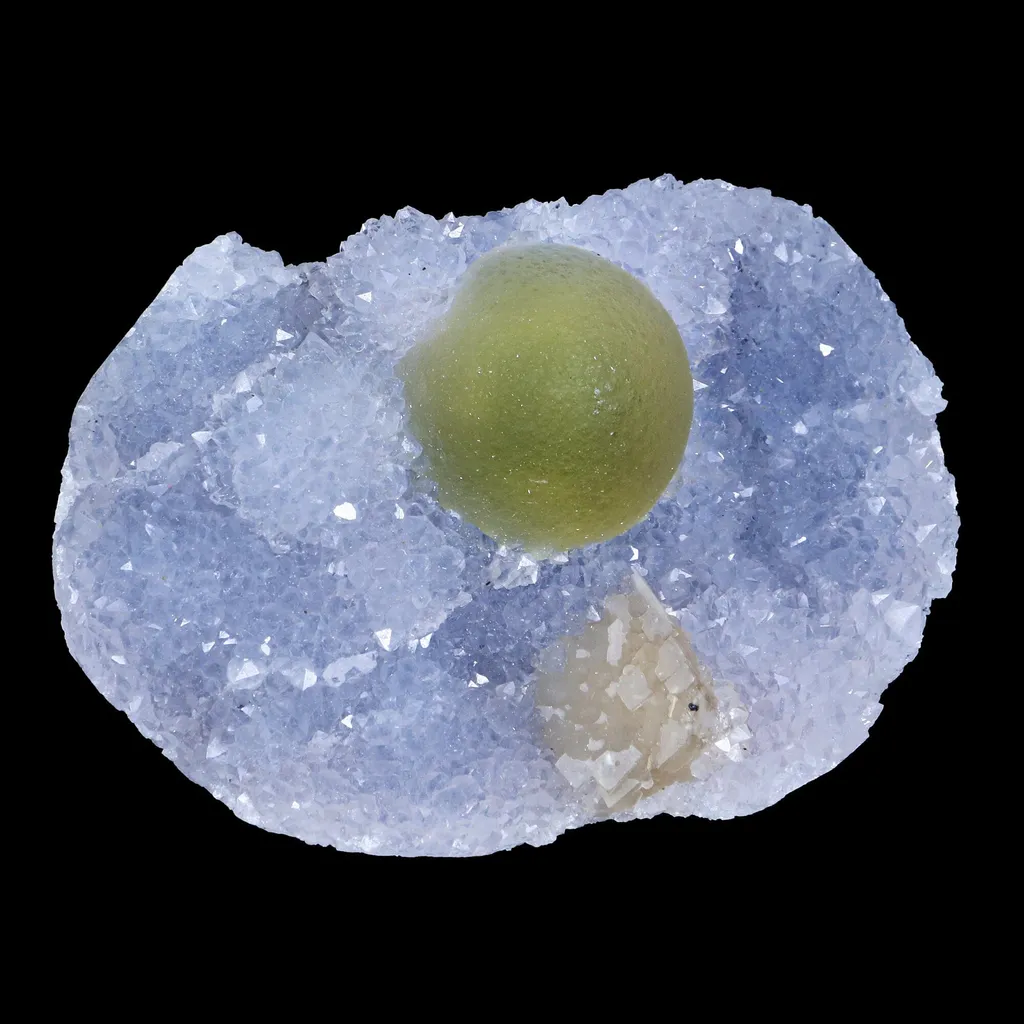 Green Botryoidal Fluorite with Calcite on Quartz Matrix – Freestanding Natural Mineral Specimen from Nashik - image 3