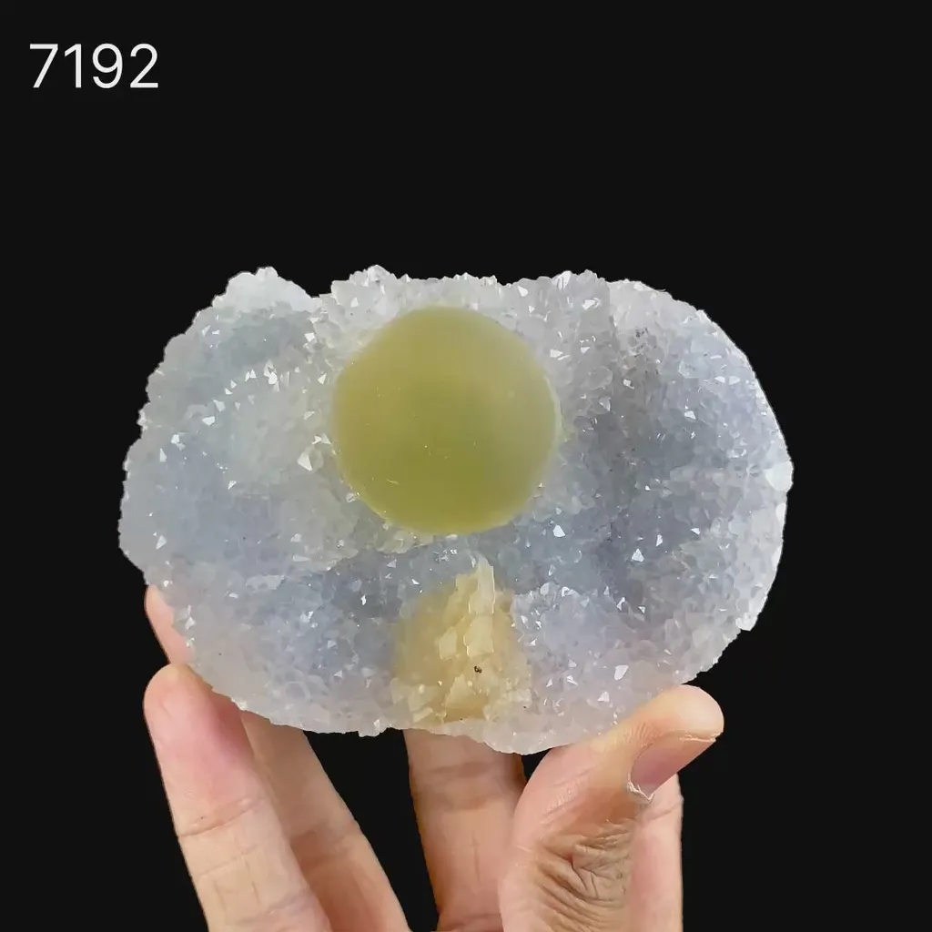 Green Botryoidal Fluorite with Calcite on Quartz Matrix – Freestanding Natural Mineral Specimen from Nashik - image 2