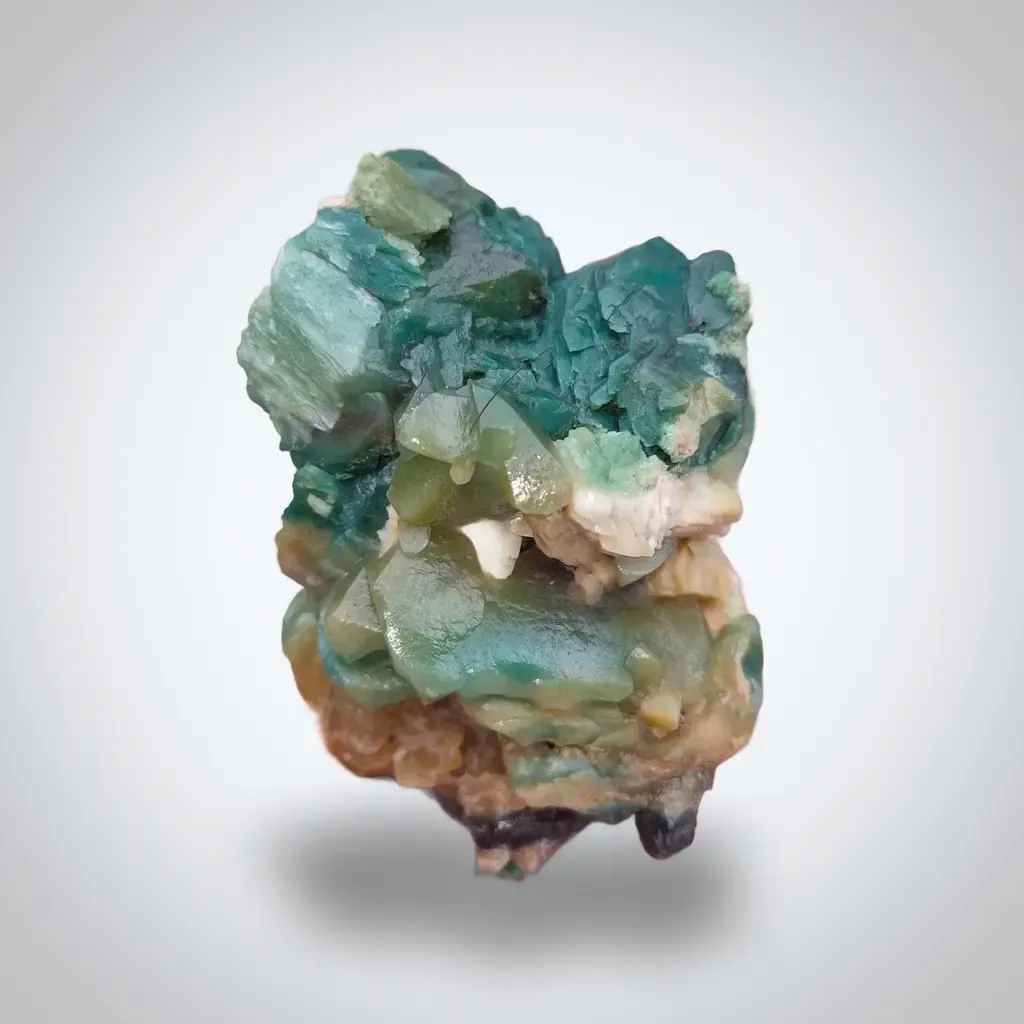 Green Calcite  With Heulandite Natural mineral image