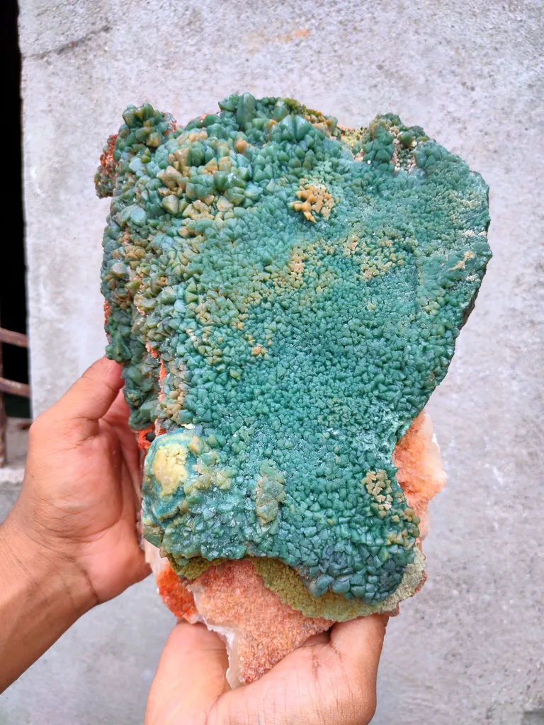 Green Calcite with Orange Stilbite and Scolecite Natural mineral Specimen From India - image 4