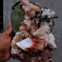 Green Calcite with Orange Stilbite and Scolecite Natural mineral Specimen From India - image 5