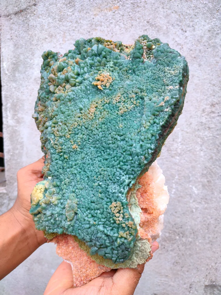 Green Calcite with Orange Stilbite and Scolecite Natural mineral Specimen From India - image 8