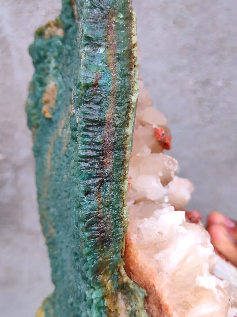 Green Calcite with Orange Stilbite and Scolecite Natural mineral Specimen From India - image 9