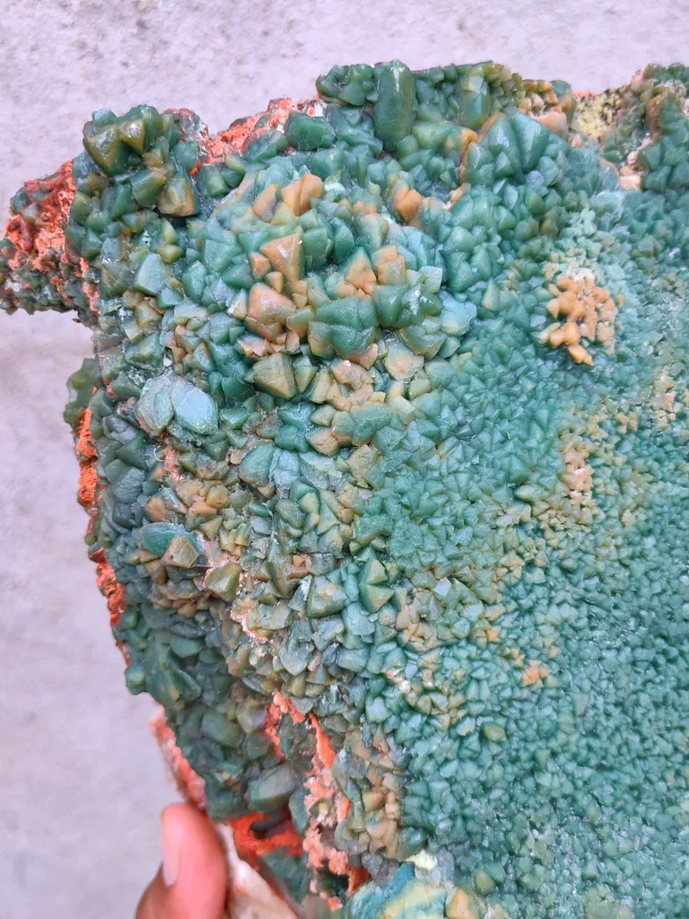 Green Calcite with Orange Stilbite and Scolecite Natural mineral Specimen From India - image 7