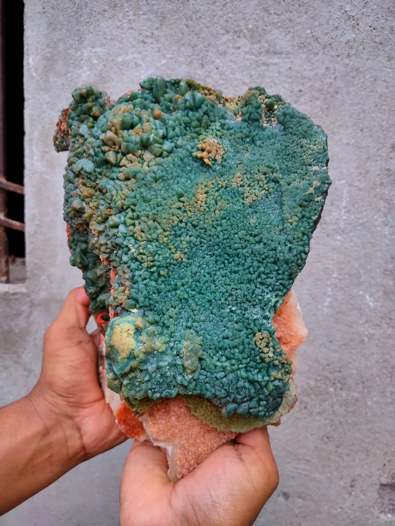 Green Calcite with Orange Stilbite and Scolecite Natural mineral Specimen From India - image 6