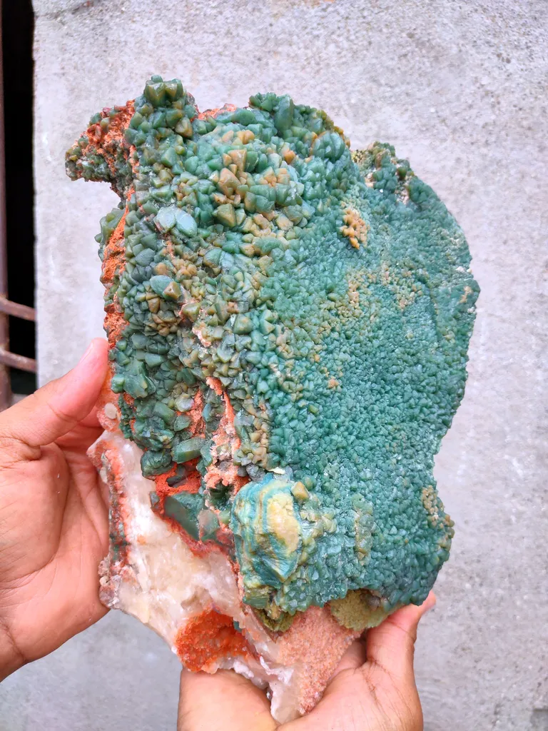 Green Calcite with Orange Stilbite and Scolecite Natural mineral Specimen From India - image 10