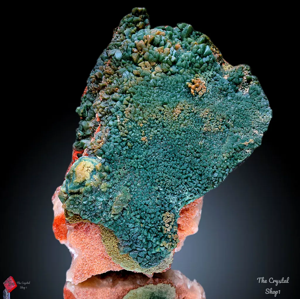 Green Calcite with Orange Stilbite and Scolecite Natural mineral Specimen From India image