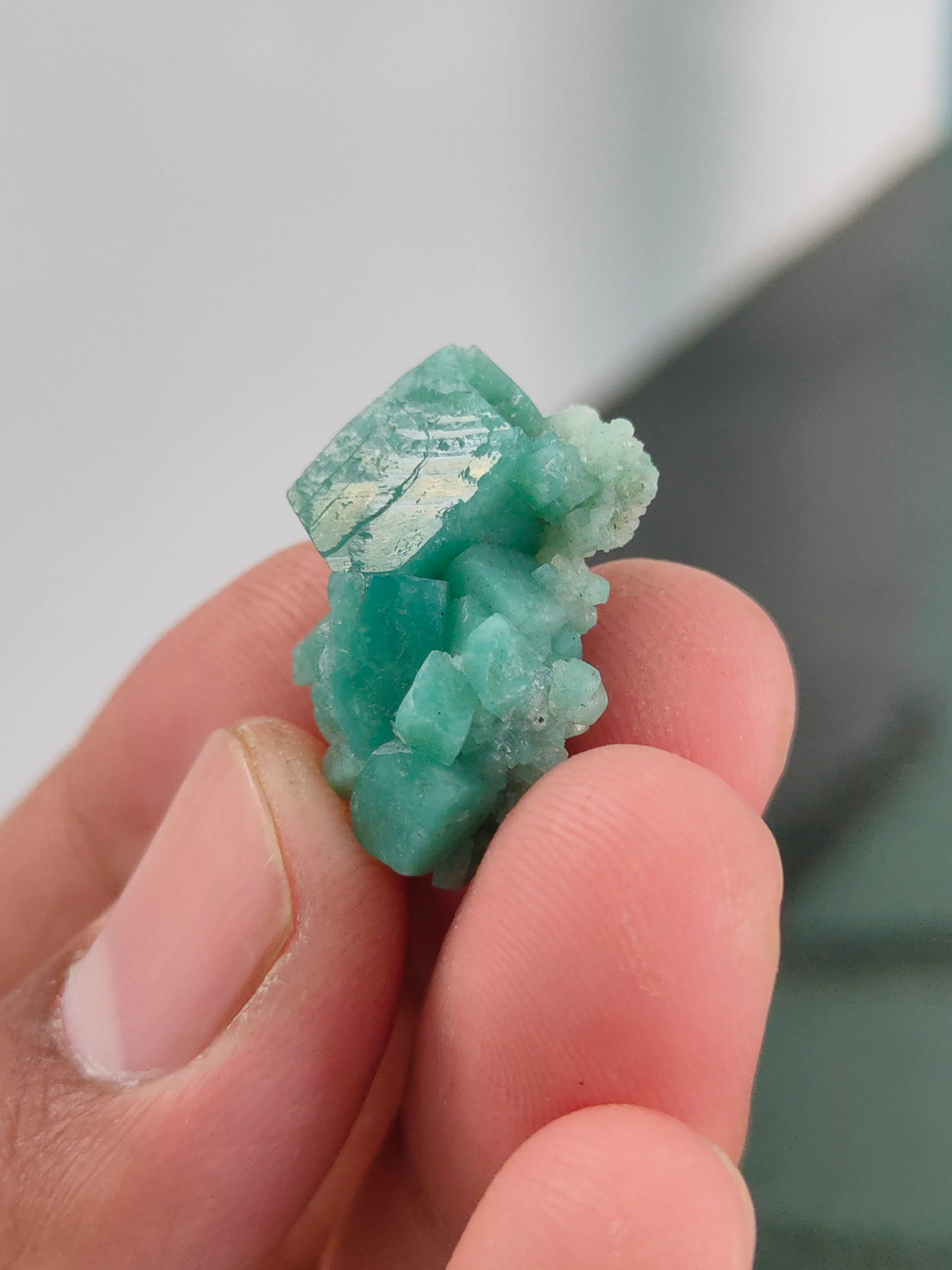 Green Calcite with Prehnite  Natural mineral specimen - image 3