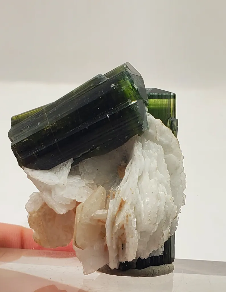 Green Cap Tourmaline Crystal with Albite from Pakistan, Gilgit-Baltistan, Haramosh Mts., Stak Nala - image 2