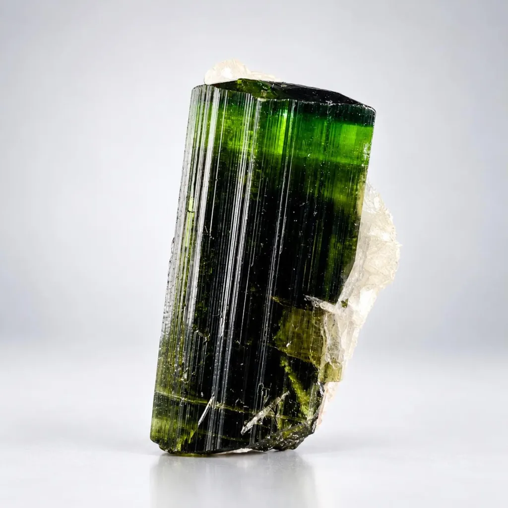 Green Cap Tourmaline Crystal with Albite, Raw Mineral - image 5