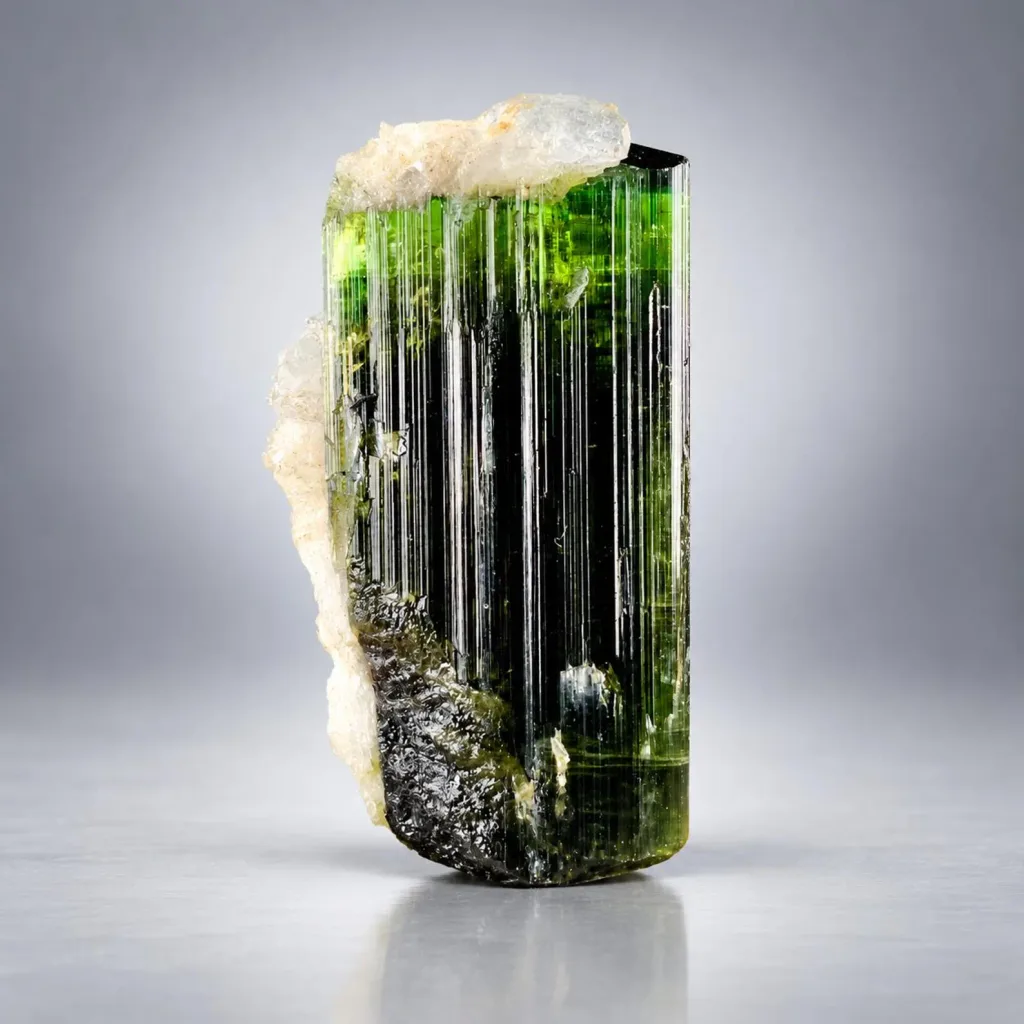 Green Cap Tourmaline Crystal with Albite, Raw Mineral - image 4