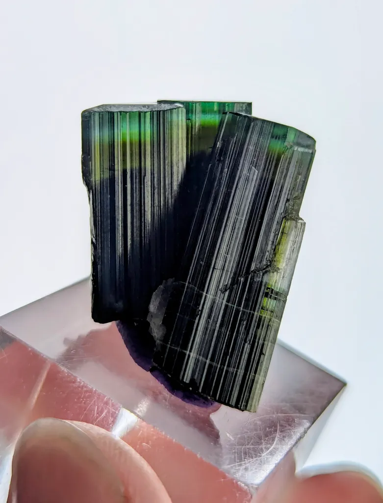 Green Cap Triplet Tourmaline Crystal - image 2