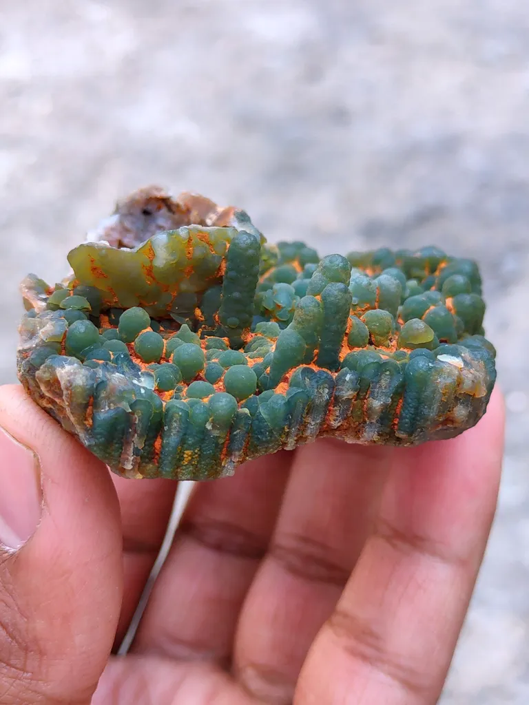Green Chalcedony Specimen with Hematite. - image 7
