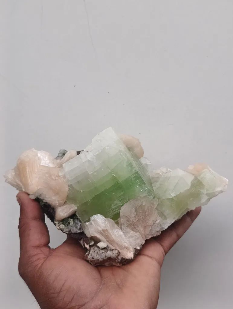 Green cut point Apophyllite stilbite - image 7