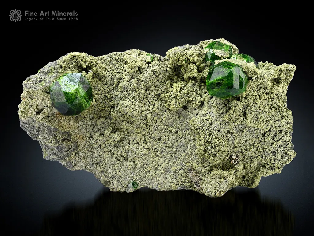 Green Demantoid Garnet on Matrix image