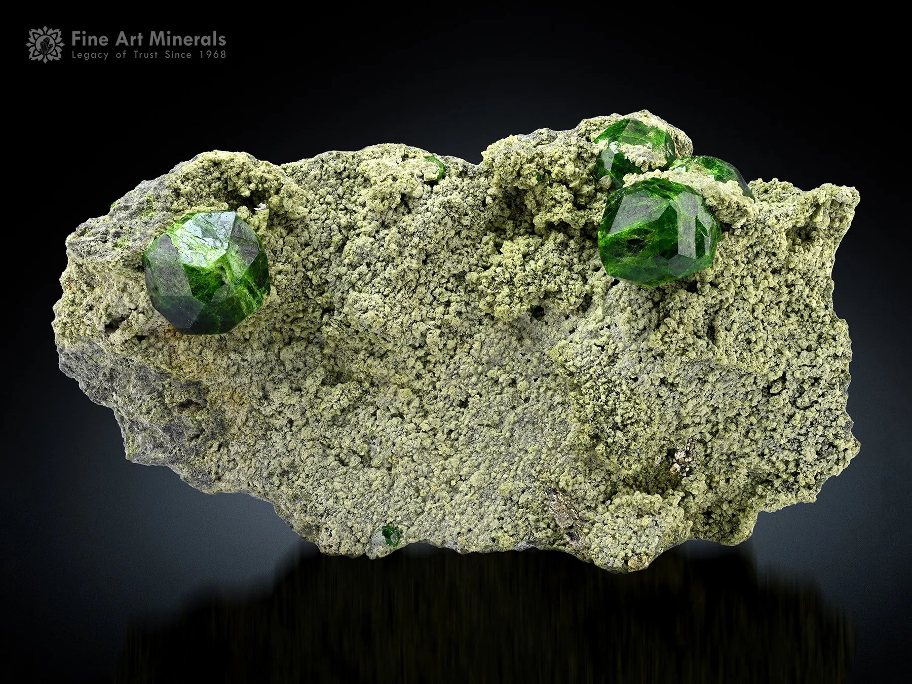Green Demantoid Garnet on Matrix - image 1