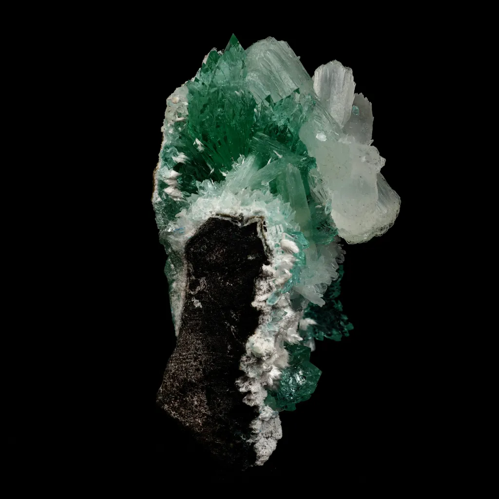 Green Fluorapophyllite and Stilbite  Natural Mineral Specimen image