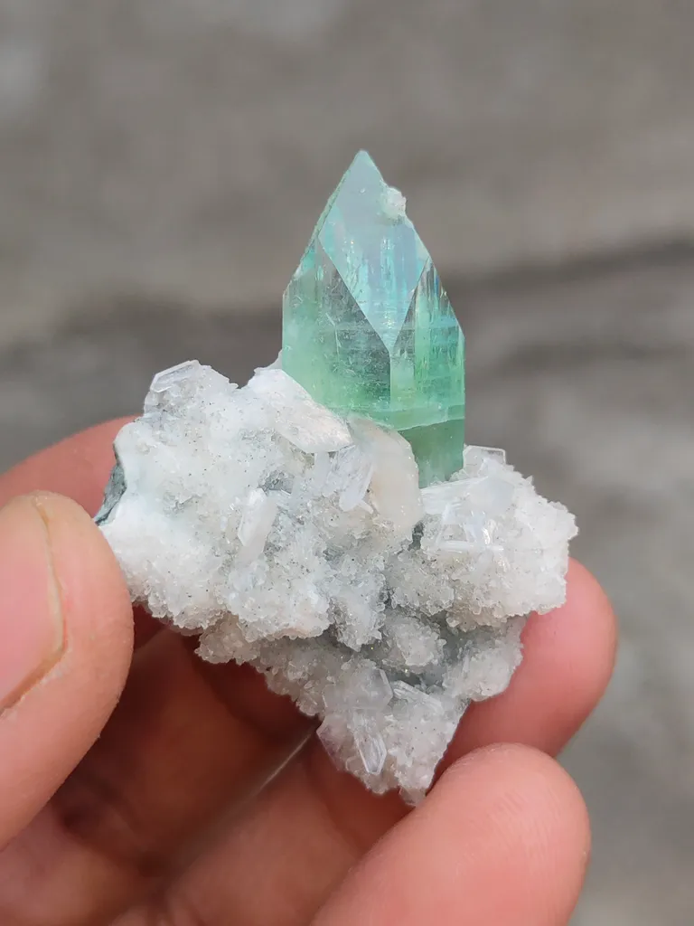 Green Fluorapophyllite with Stilbite on Prehnite Matrix. - image 8
