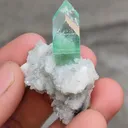 Green Fluorapophyllite with Stilbite on Prehnite Matrix. - image 3