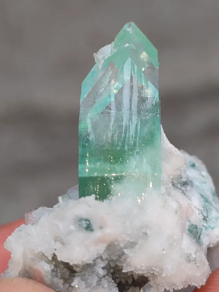 Green Fluorapophyllite with Stilbite on Prehnite Matrix. - image 6